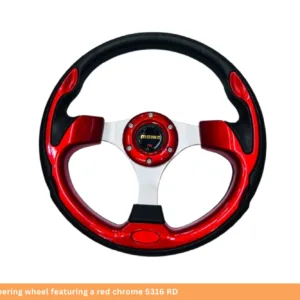 MOMO sports steering wheel featuring a red chrome 5316 RD