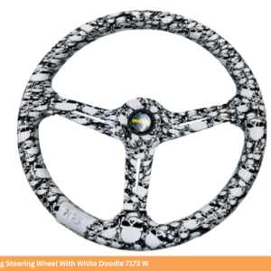 Momo Style Racing Steering Wheel With White Doodle 7173 W