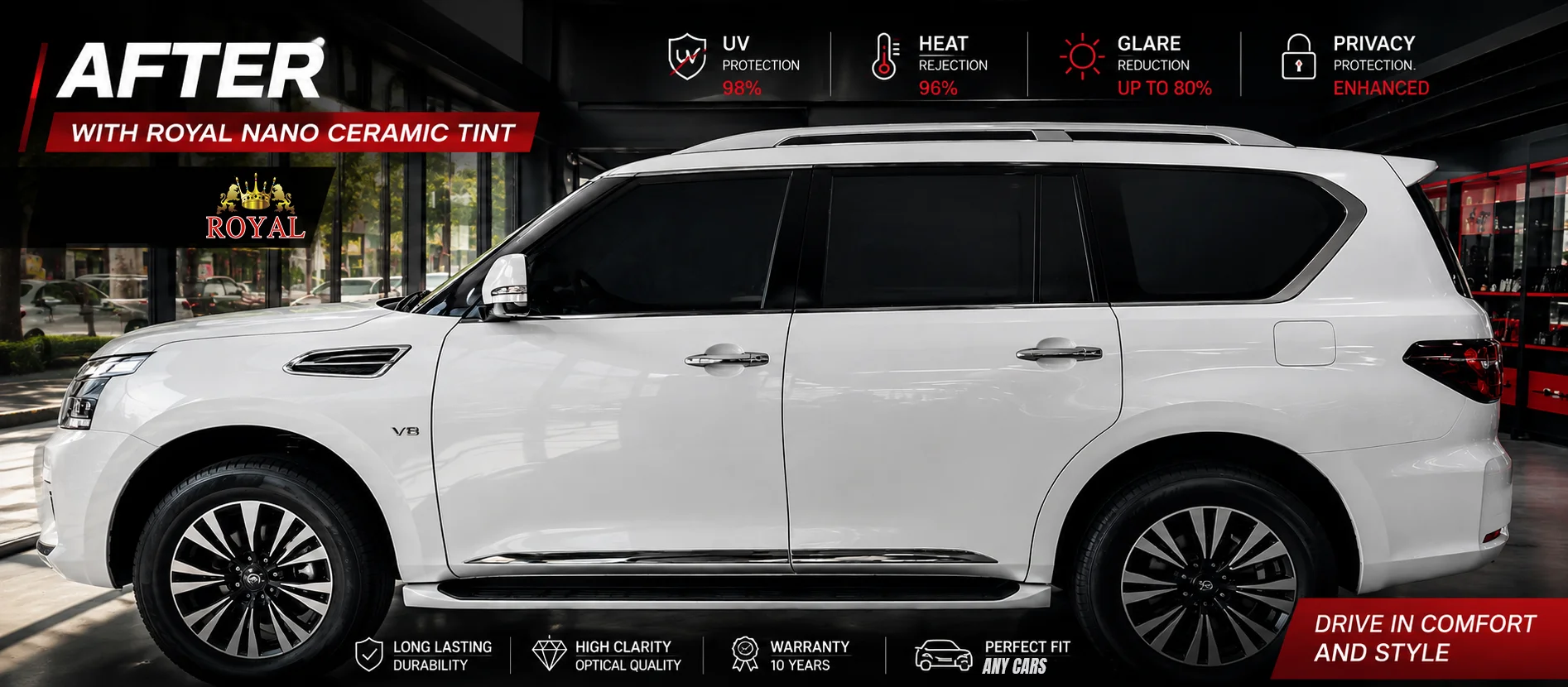 Royal Nano Ceramic Plus Tint | Premium Car Window Tint Dubai Wholesale Car Accessories & Interior Factory